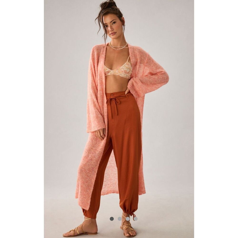 Anthropologie Duster Kimono Cardigan Pink One Size Boho Soft Lightweight OS
